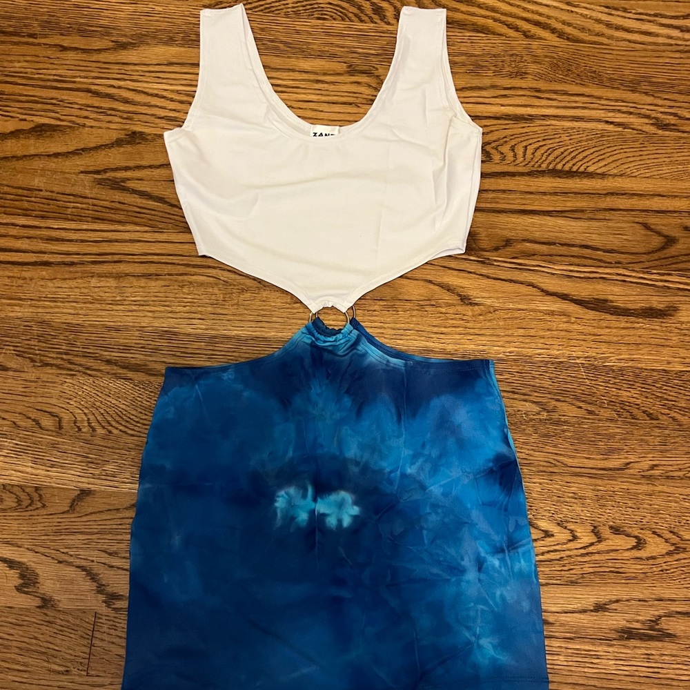 White and Blue Tie-Dye Dress from Pretty Woman